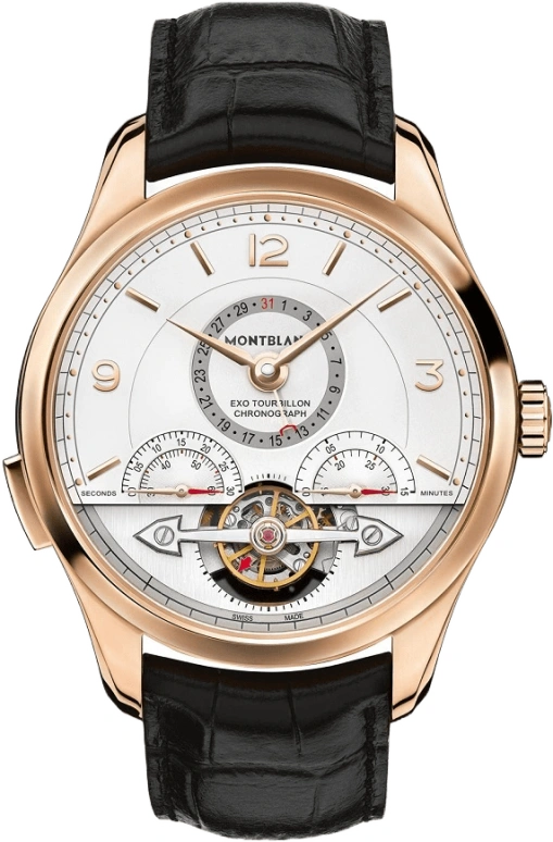 Montblanc,Heritage 44mm,44mm,Red Gold,Silver,Automatic,Chronograph,Monopoussoir,Date,Tourbillon Escapement,72hours,In-house Caliber,112542