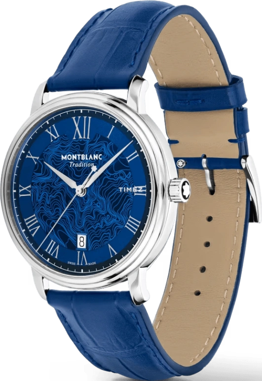 Montblanc,Tradition 40mm,40mm,Stainless Steel,Blue,Automatic,Day,55hours,MB131274