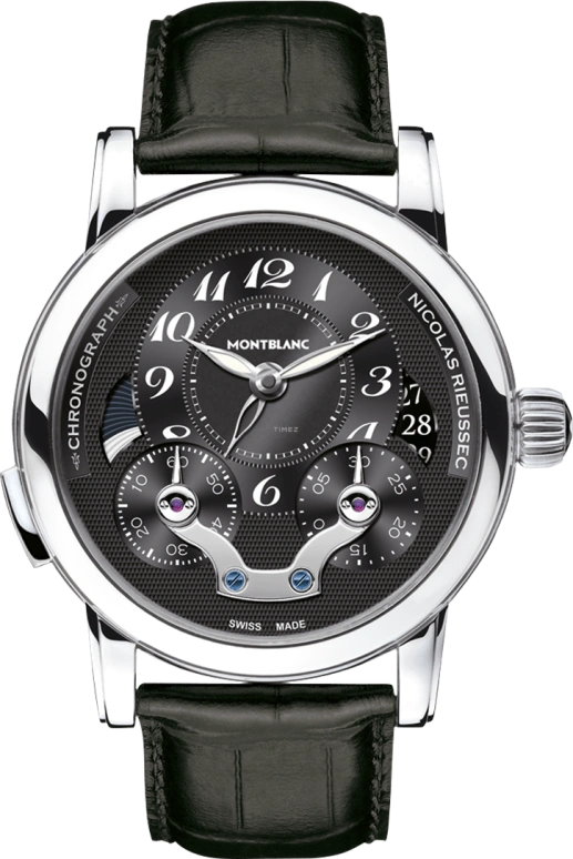 Montblanc,Nicolas Rieussec 43mm,43mm,Stainless Steel,Black,Automatic,Chronograph,Monopoussoir,Date,Column Wheel,72hours,In-house Caliber,106488