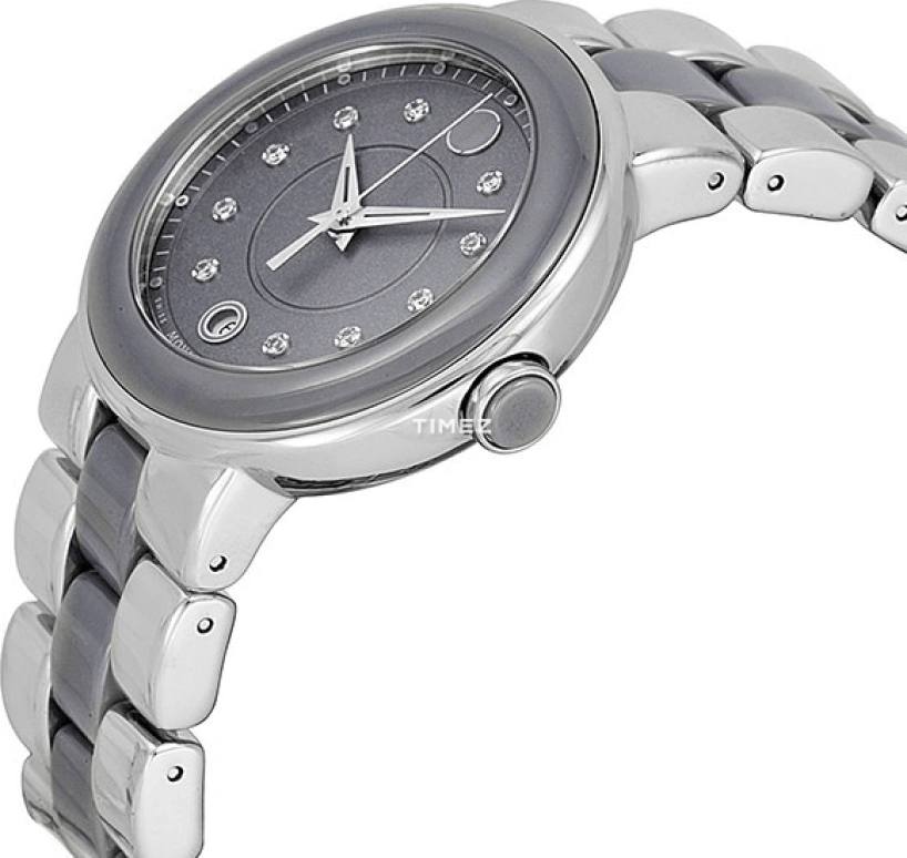 Movado,Cerena 36mm,36mm,Stainless Steel,Ceramic,Grey,Quartz,Day,Sapphire,Crystal Glass,0606554 