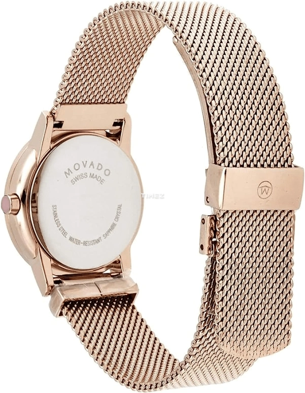 Movado,Museum Classic 28mm,28mm,Stainless Steel,Rose Gold,Black,Quartz,Sapphire,Crystal Glass,Round,0607426