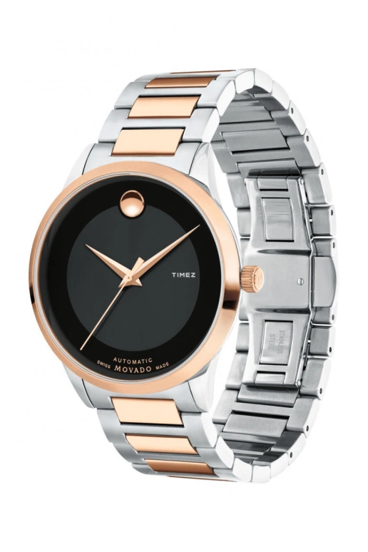 Movado,Modern Classic 39.50mm,39.50mm,Stainless Steel,Rose Gold,Black,Automatic,Sapphire,Crystal Glass,Rose Gold,0607133