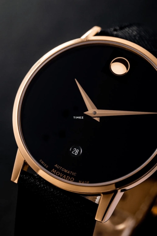 Movado,Museum Classic 40mm,40mm,Stainless Steel,Rose Gold,Black,Automatic,Day,Sapphire,Crystal Glass,0607474