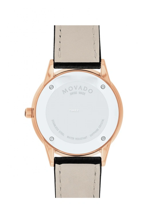 Movado,Modern Classic 39.50mm,39.50mm,Stainless Steel,Rose Gold,Black,Automatic,Sapphire,Round,0607124