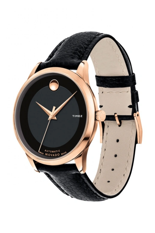 Movado,Modern Classic 39.50mm,39.50mm,Stainless Steel,Rose Gold,Black,Automatic,Sapphire,Round,0607124