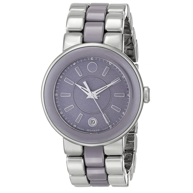 Movado,Cerena 36mm,36mm,Stainless Steel,Ceramic,Grey,Quartz,Day,Sapphire,Crystal Glass,0606553 