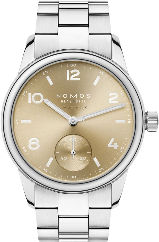 Nomos Glashütte,Club 34mm,34mm,Stainless Steel,Yellow Tan,Automatic,42hours,In-house Caliber,755,755.SB