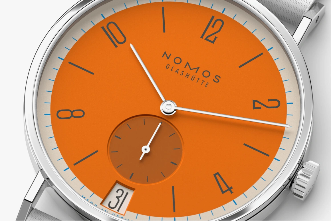 诺莫斯,Tangente 37.50毫米,37.50毫米,不锈钢,橘色,手动上弦,大日历,42小时,179,179.S17