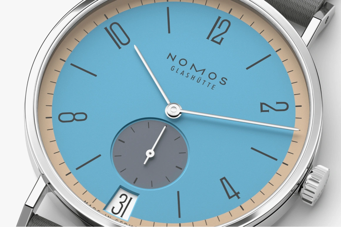 Nomos Glashütte,Tangente 37.80mm,37.80mm,Stainless Steel,Blue,Handwound,Big Date,42hours,179,179.S22