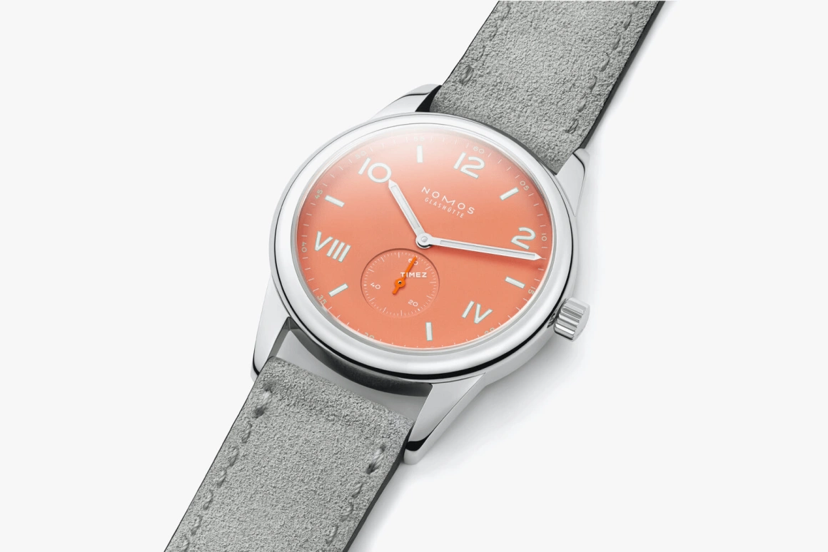 Nomos Glashütte,Club 38.50mm,38.50mm,Stainless Steel,Salmon,Handwound,43hours,In-house Caliber,725