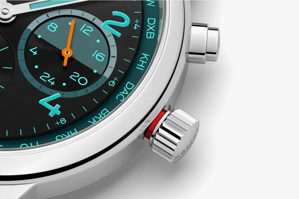 诺莫斯,Club 40毫米,40毫米,精钢,黑色,蓝色,自动上弦,计时,两地时,世界时,昼夜显示,42小时,自制机芯,790,790.S7