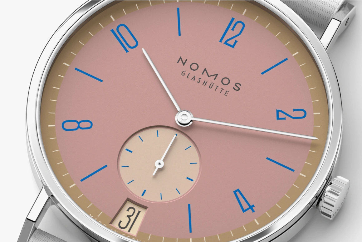 Nomos Glashütte,Tangente 37.50mm,37.50mm,Stainless Steel,Pink,Handwound,Big Date,42hours,179,179.S15