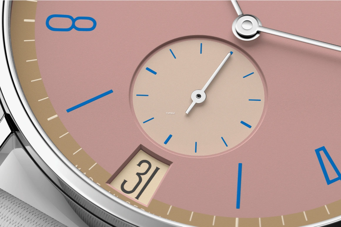 Nomos Glashütte,Tangente 37.50mm,37.50mm,Stainless Steel,Pink,Handwound,Big Date,42hours,179,179.S15