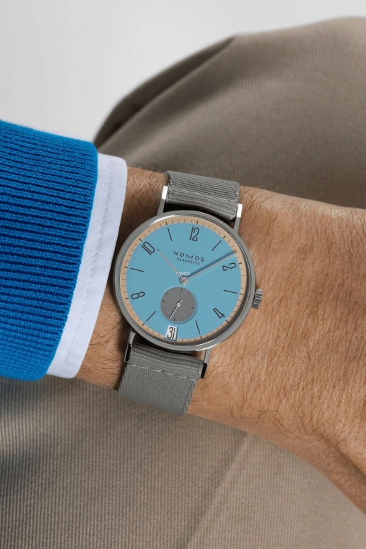 Nomos Glashütte,Tangente 37.80mm,37.80mm,Stainless Steel,Blue,Handwound,Big Date,42hours,179,179.S22