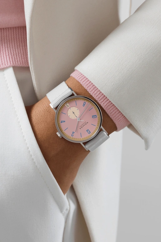 Nomos Glashütte,Tangente 37.50mm,37.50mm,Stainless Steel,Pink,Handwound,Big Date,42hours,179,179.S15
