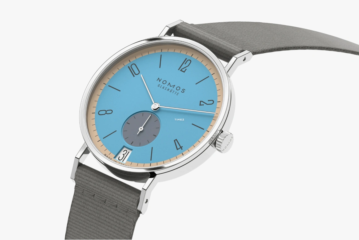 Nomos Glashütte,Tangente 37.80mm,37.80mm,Stainless Steel,Blue,Handwound,Big Date,42hours,179,179.S22