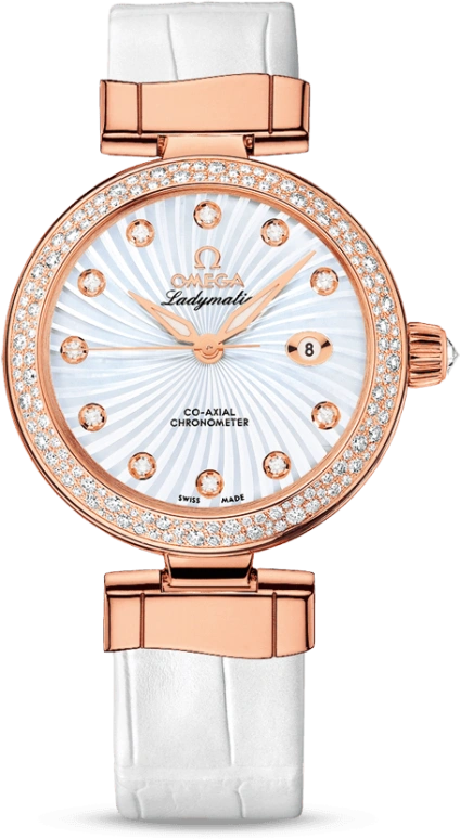 Omega,LadyMatic 34mm,34mm,Red Gold,White,Automatic,Date,Co-Axial Escapement,425,425.68.34.20.55.001