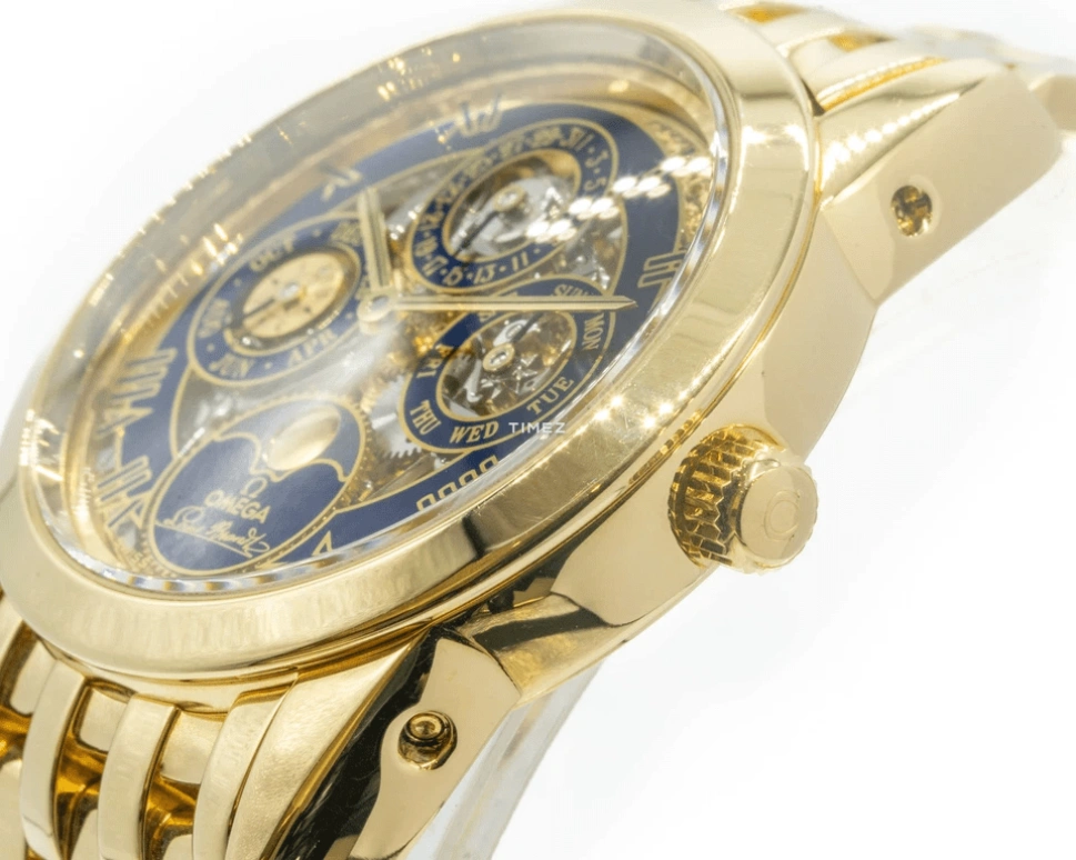 Omega,Louis Brandt 35mm,35mm,Yellow Gold,Blue,Automatic,Moonphase,Perpetual Calendar,Month,Date,Sapphire,Crystal Glass,Round,5349,5349.80.00