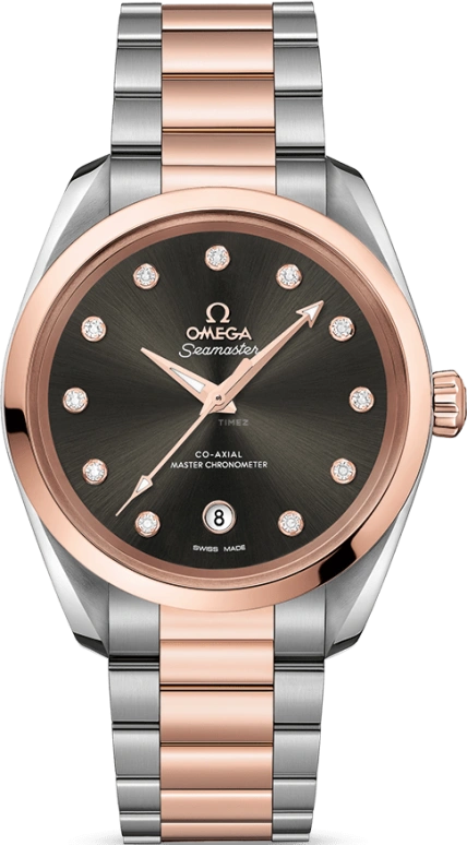 欧米茄,海马AQUA TERRA 150米 38毫米,38毫米,Sedna® 红金,不锈钢,灰色,自动上弦,星期历,同轴擒纵系统,220,220.20.38.20.56.001