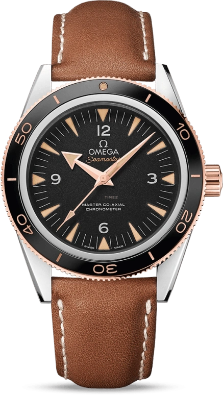 Omega,Seamaster 300 41mm,41mm,Sedna Gold,Stainless Steel,Black,Automatic,Co-Axial Escapement,60hours,233,233.22.41.21.01.002