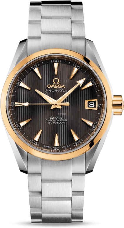 欧米茄,海马AQUA TERRA 150米 38.50毫米,38.50毫米,黄金,不锈钢,灰色,自动上弦,星期历,同轴擒纵系统,231,231.20.39.21.06.004