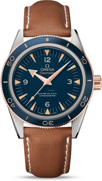 Omega,Seamaster 300 41mm,41mm,Titanium,Sedna Gold,Blue,Automatic,Co-Axial Escapement,60hours,233,233.62.41.21.03.001