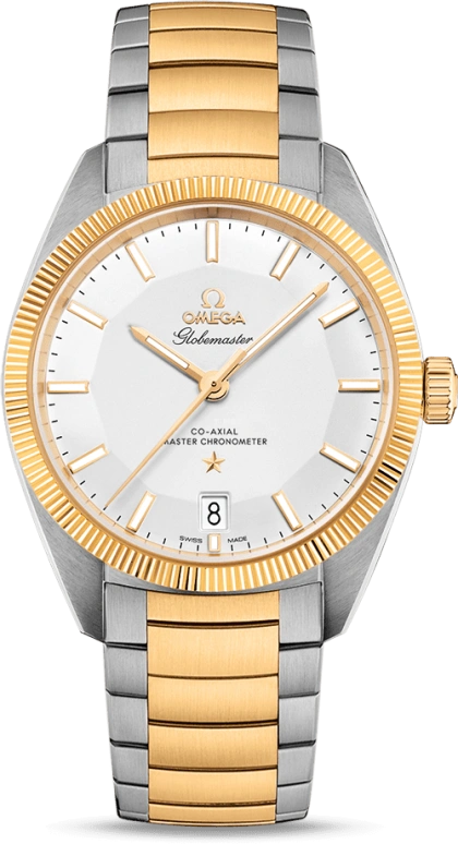 Omega,Globemaster 39mm,39mm,Yellow Gold,Stainless Steel,Silver,Automatic,Date,Co-Axial Escapement,130,130.20.39.21.02.001