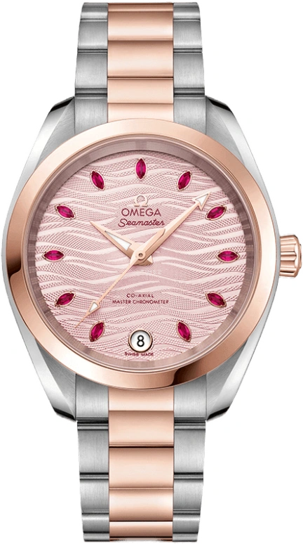 欧米茄,海马AQUA TERRA 150米 34毫米,34毫米,Sedna® 红金,不锈钢,粉色,自动上弦,星期历,同轴擒纵系统,220,220.20.34.20.60.001