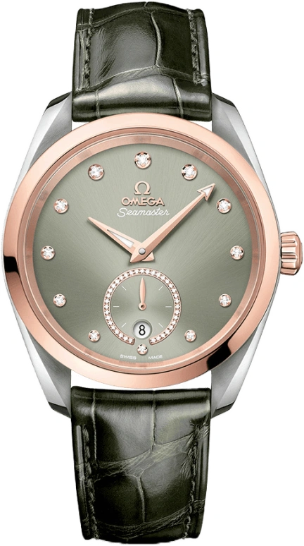 欧米茄,海马AQUA TERRA 150米 38毫米,38毫米,Sedna® 红金,不锈钢,绿色,自动上弦,星期历,同轴擒纵系统,220,220.23.38.20.60.001