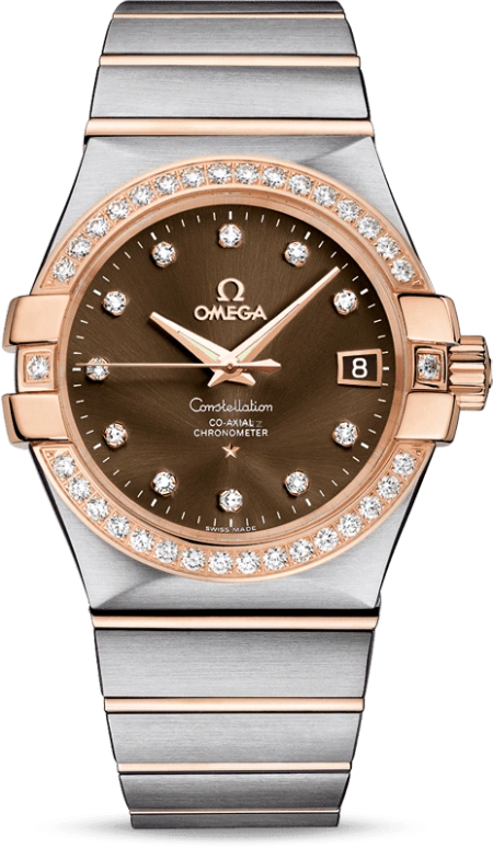 Omega,Constellation 35mm,35mm,Red Gold,Stainless Steel,Brown,Automatic,Date,Co-Axial Escapement,123,123.25.35.20.63.001