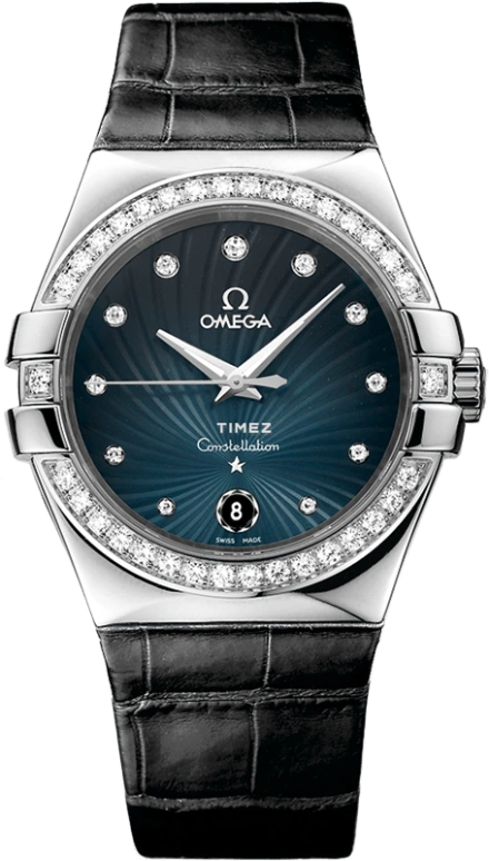 Omega,Constellation 35mm,35mm,Stainless Steel,Blue,Quartz,Day,30000hours,123,123.18.35.60.56.001