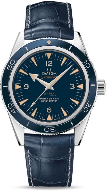 Omega,Seamaster 300 41mm,41mm,Platinum,Blue,Automatic,Date,Co-Axial Escapement,233,233.93.41.21.03.001