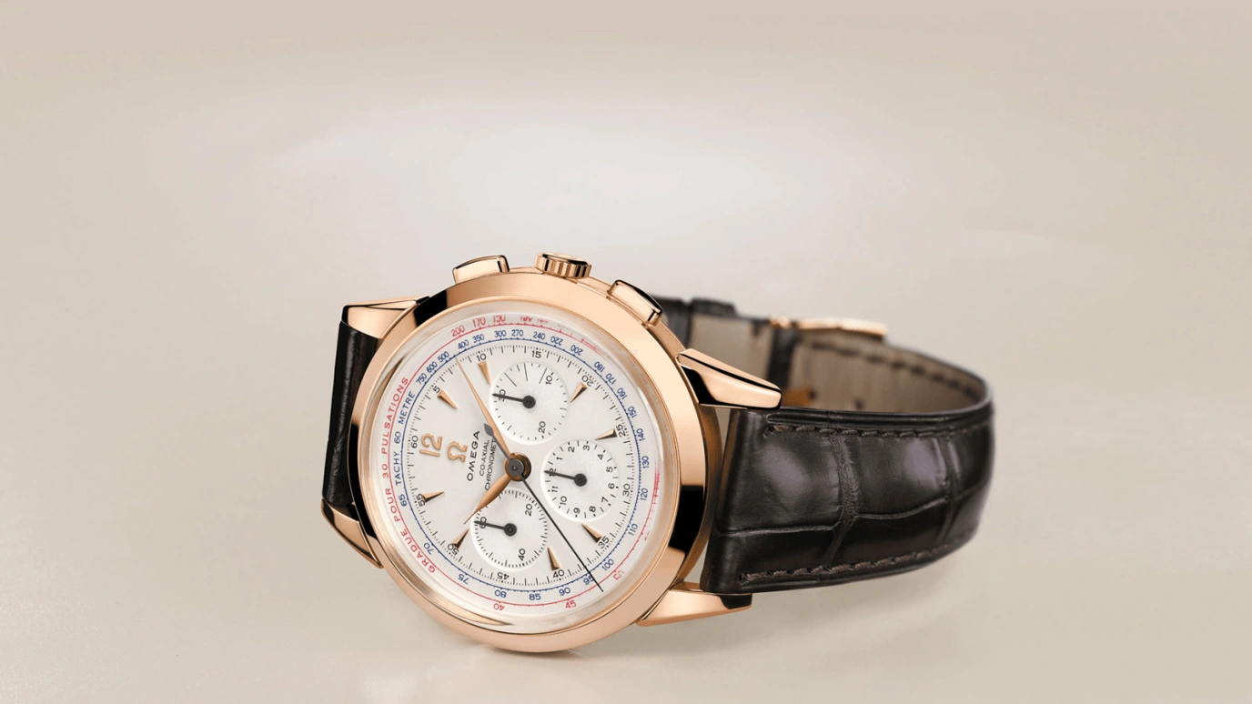 Omega,Museum 39mm,39mm,Pink Gold,Beige,Handwound,Chronograph,52hours,516,516.53.39.50.02.001