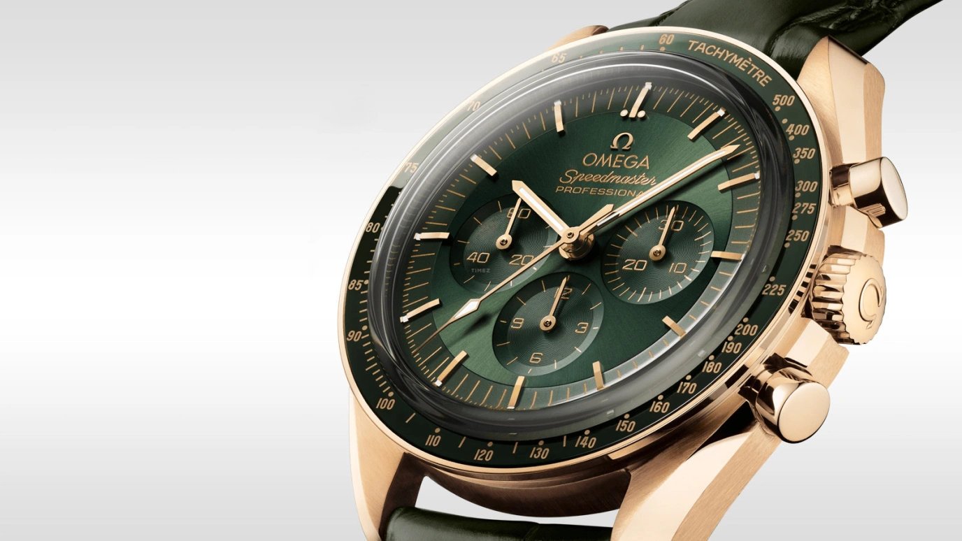 Omega,Speedmaster 42mm,42mm,Ceramic,Moonshine Gold,Green,Handwound,Chronograph,50hours,310,310.63.42.50.10.001