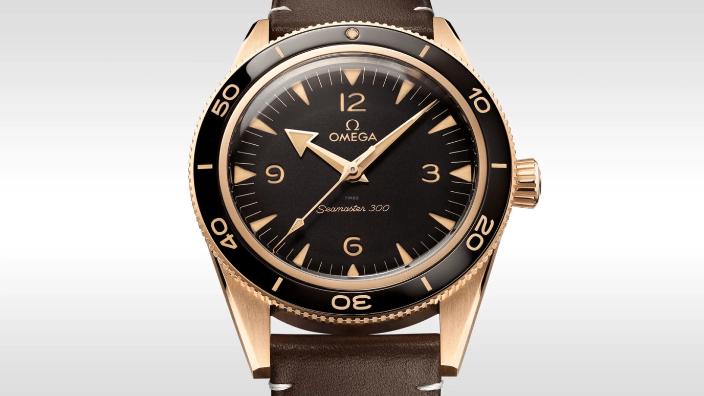 Omega,Seamaster 300 41mm,41mm,Ceramic,Bronze Gold,Brown,Automatic,Co-Axial Escapement,60hours,234,234.92.41.21.10.001