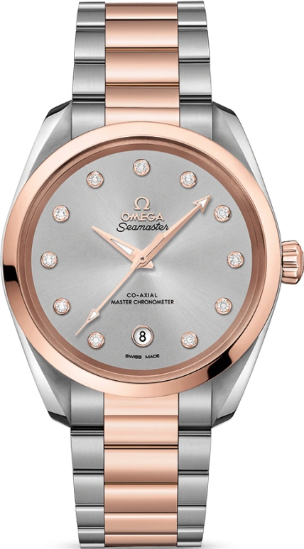 欧米茄,海马AQUA TERRA 150米 38毫米,38毫米,Sedna® 红金,不锈钢,灰色,自动上弦,星期历,同轴擒纵系统,220,220.20.38.20.56.002