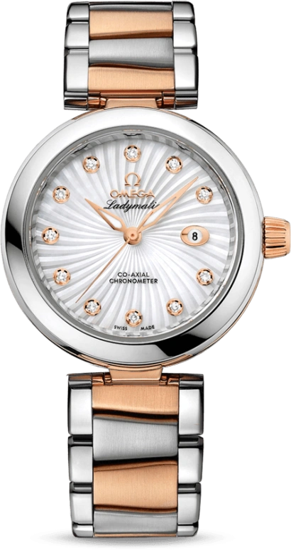 Omega,LadyMatic 34mm,34mm,Red Gold,Stainless Steel,White,Automatic,Date,Zodiac Indications,Co-Axial Escapement,425,425.20.34.20.55.001