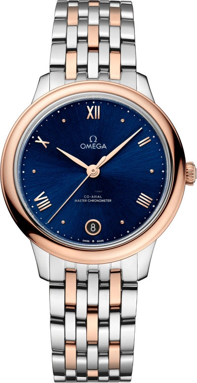 Omega,De Ville 34mm,34mm,Stainless Steel,Blue,Automatic,55hours,In-house Caliber,434,434.20.34.20.03.001