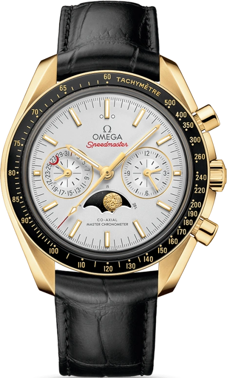 Omega,Speedmaster (Non-Moonwatch) 44.25mm,44.25mm,Ceramic,Yellow Gold,Silver,Automatic,Chronograph,Moonphase,Date,Co-Axial Escapement,60hours,In-house Caliber,304,304.63.44.52.02.001