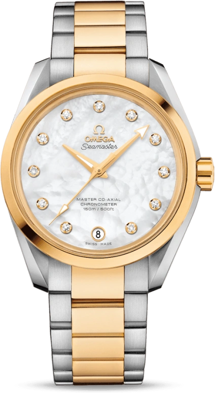 欧米茄,海马AQUA TERRA 150米 38.50毫米,38.50毫米,黄金,不锈钢,白色,自动上弦,星期历,同轴擒纵系统,231,231.20.39.21.55.004