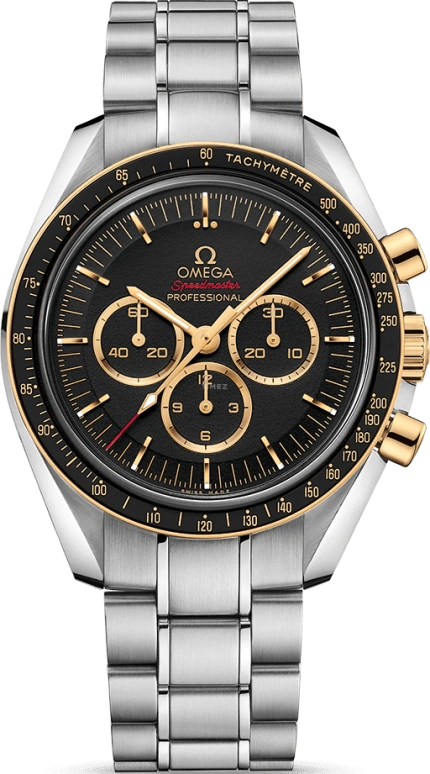 Omega,Speedmaster 42mm,42mm,Yellow Gold,Stainless Steel,Black,Handwound,Chronograph,Moonphase,Day,522,522.20.42.30.01.001