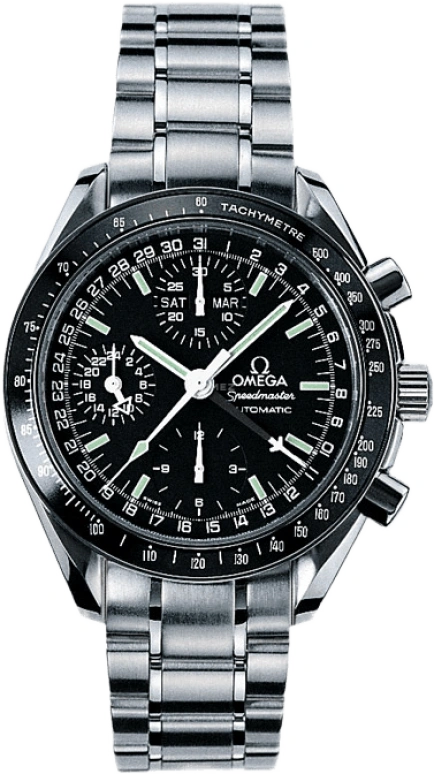 Omega,Speedmaster (Non-Moonwatch) 39mm,39mm,Stainless Steel,Black,Automatic,Chronograph,Month,Date,Day,42hours,In-house Caliber,3520,3520.50.00