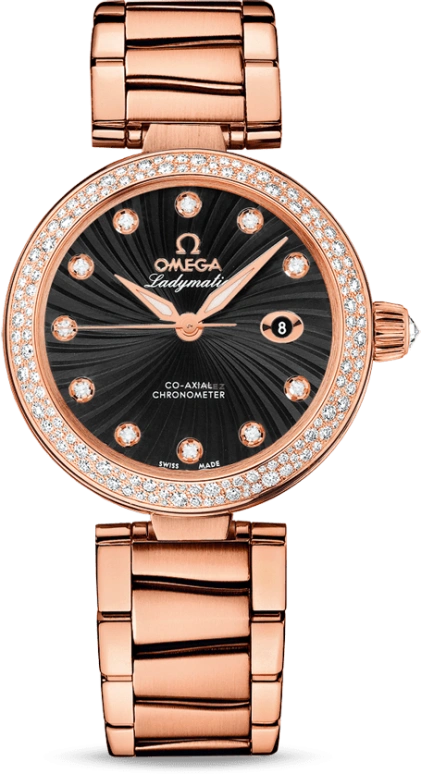 Omega,LadyMatic 34mm,34mm,Red Gold,Black,Automatic,Date,Co-Axial Escapement,425,425.65.34.20.51.001