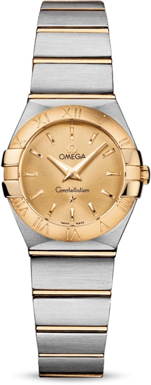 Omega,Constellation 24mm,24mm,Stainless Steel,Yellow Gold,Champagne,Quartz,30000hours,In-house Caliber,123,123.20.24.60.08.001