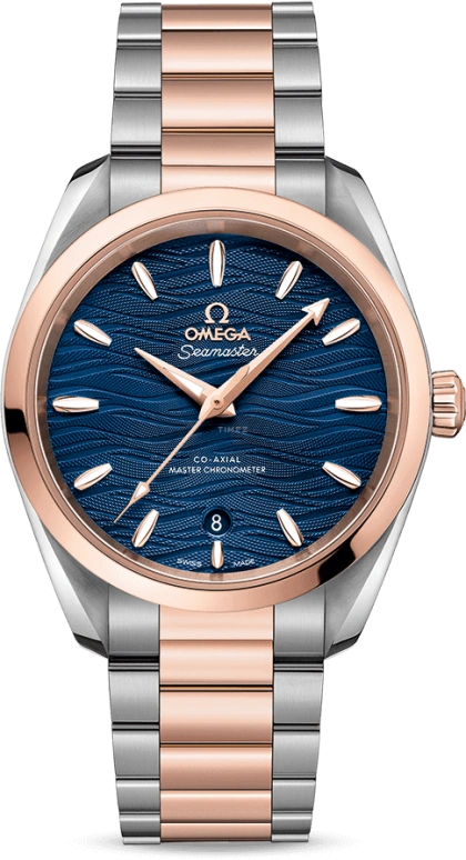 欧米茄,海马AQUA TERRA 150米 38毫米,38毫米,Sedna® 红金,不锈钢,蓝色,自动上弦,星期历,同轴擒纵系统,220,220.20.38.20.03.001