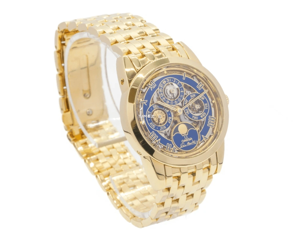 Omega,Louis Brandt 35mm,35mm,Yellow Gold,Blue,Automatic,Moonphase,Perpetual Calendar,Month,Date,Sapphire,Crystal Glass,Round,5349,5349.80.00