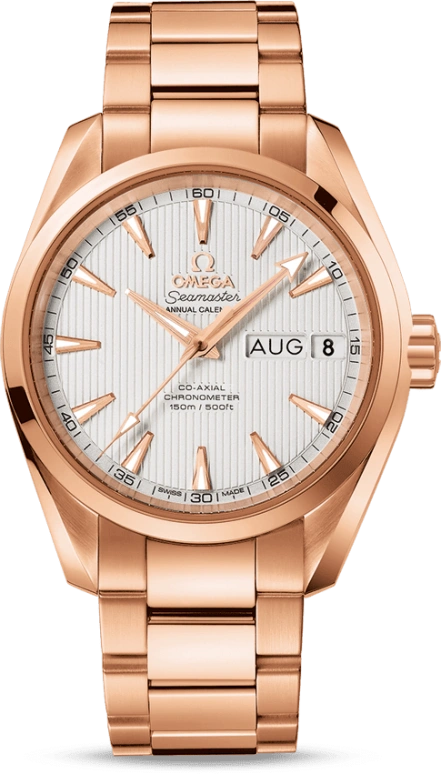 欧米茄,海马AQUA TERRA 150米 38.50毫米,38.50毫米,红金,银色,自动上弦,年历,月历,星期历,同轴擒纵系统,60小时,自制机芯,231,231.50.39.22.02.001