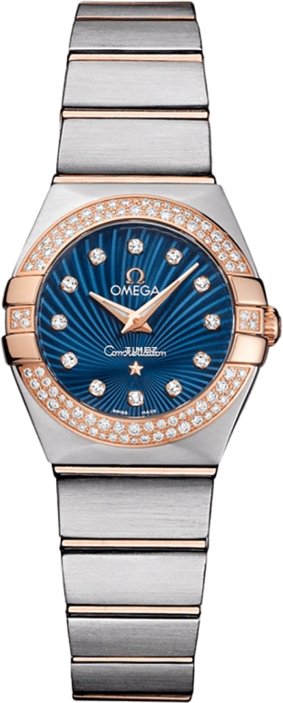 Omega,Constellation 24mm,24mm,Red Gold,Stainless Steel,Blue,Quartz,30000hours,In-house Caliber,123,123.25.24.60.53.001