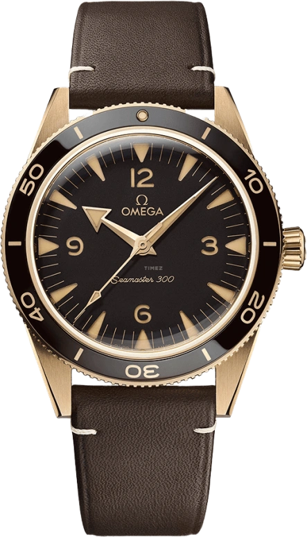 Omega,Seamaster 300 41mm,41mm,Ceramic,Bronze Gold,Brown,Automatic,Co-Axial Escapement,60hours,234,234.92.41.21.10.001