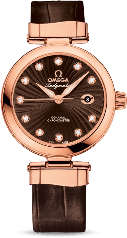 Omega,LadyMatic 34mm,34mm,Red Gold,Brown,Automatic,Day,50hours,425,425.63.34.20.63.001